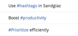 Hashtags in sandglaz boost productivity 