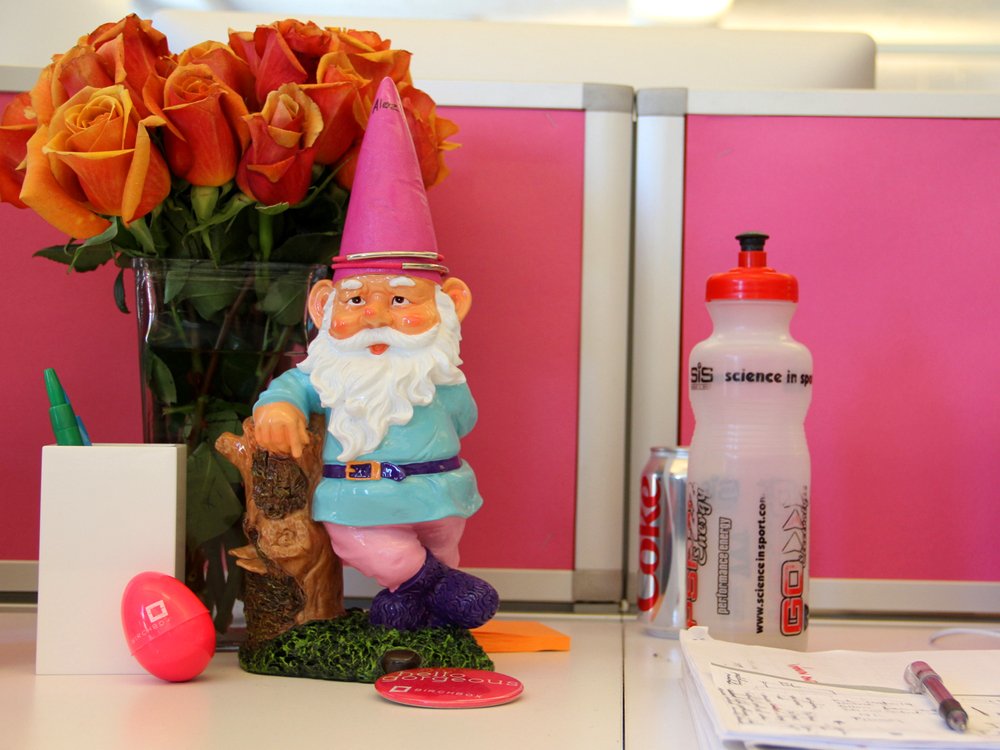 Birchbox office pink gnome employee of the month 
