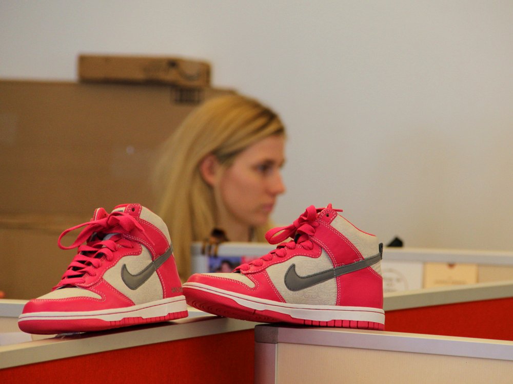 Birchbox office pink sneakers